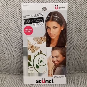 Scunci hair & Body Tattoo gold 2 sheets new butterfly